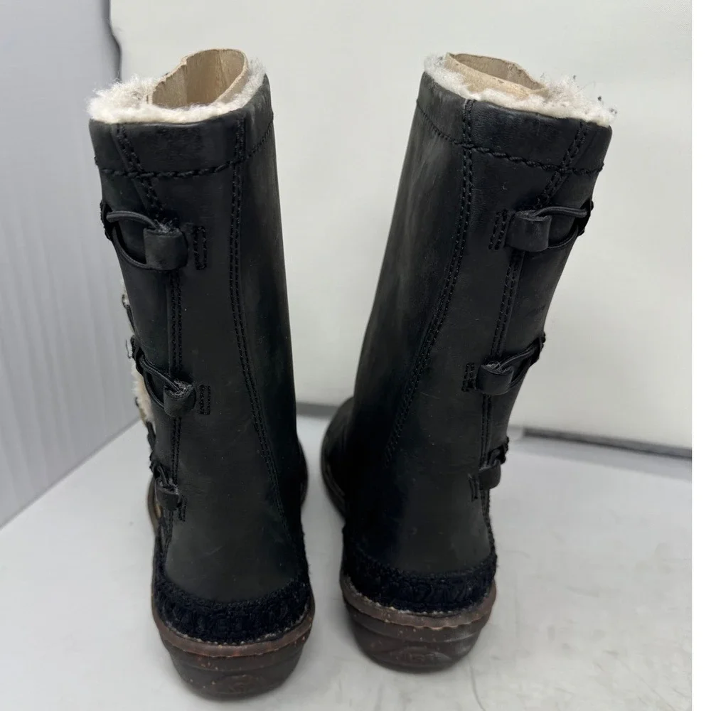 🔥UGG Australia 🖤Kensington Black Leather Shearling Toggle Boots 5156 Womens‎ 8
